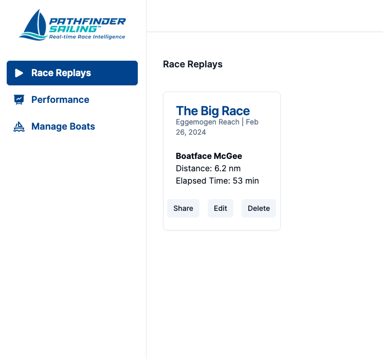 Pathfinder Sailing Race Replay tiles