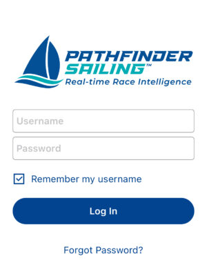 Pathfinder Sailing mobile app login screen