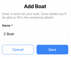 Quickstart Add Boat Dialog Quickstart Add Boat Dialog