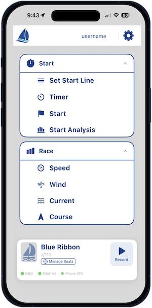 Pathfinder Sailing Home screen