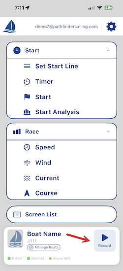 Pathfinder Sailing Home portrait Record arrow