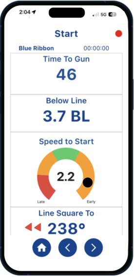 Start screen iphone portrait arrows Pathfinder Sailing Start screen with Speed to Start